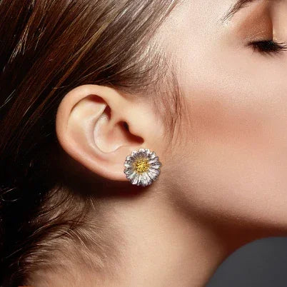 Silver Daisy Earrings (Made in Italy)