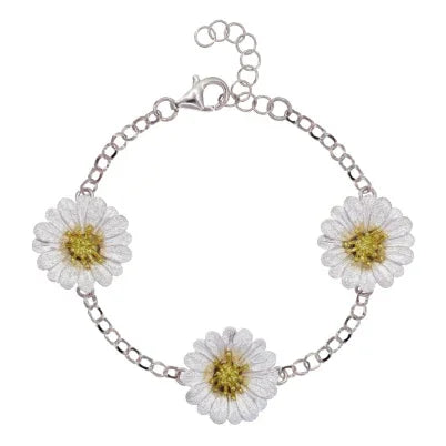 Silver Daisy Bracelet (Made in Italy)