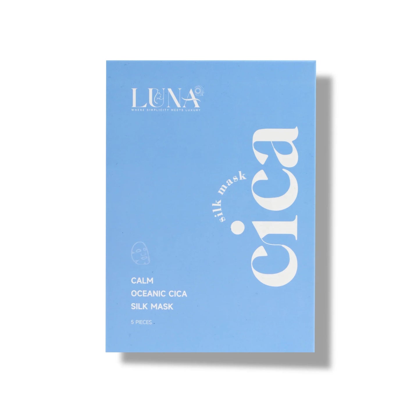 LUNA Calm Oceanic Cica Silk Mask with Resurrection Plant and Cica for soothing.